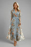 Women's Summer Wedding Guest Floral V-Neck Wrap Maxi Dress