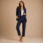 Women's Tailored Double-Breasted Blazer Tapered-Trouser Suit Set