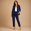 Women's Tailored Double-Breasted Blazer Tapered-Trouser Suit Set
