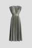 Women's Wedding Guest Belted Pleated V-Neck Maxi Dress