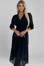 Women's Wedding Guest Ruched Waist V-Neck Maxi Dress