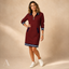 Women's Zip-Up Polo Collar Long-Sleeve Straight-Cut Mini Dress