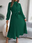 Women's Chic Pleated Wedding Guest Midi Dress with Belted Waist