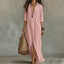 Women's Button Down Collared Long Sleeve Maxi Dress