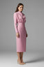 Women's Wedding Guest Fitted Mock Neck Long Sleeve Midi Dress