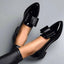 Women's Patent Bow Detail Pointed Toe Slip-On Flat Loafers