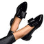 Women's Patent Bow Detail Pointed Toe Slip-On Flat Loafers