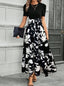 Women’s Puff Sleeve Colorblock Maxi Dress