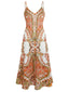 Women's Summer Wedding Boho Paisley Print Spaghetti Strap Maxi Dress