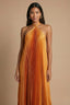 Women's Wedding Guest Halter Pleated Flowy Maxi Dress