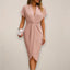 Women's Wedding Guest V-Neck Wrap Slit Midi Dress
